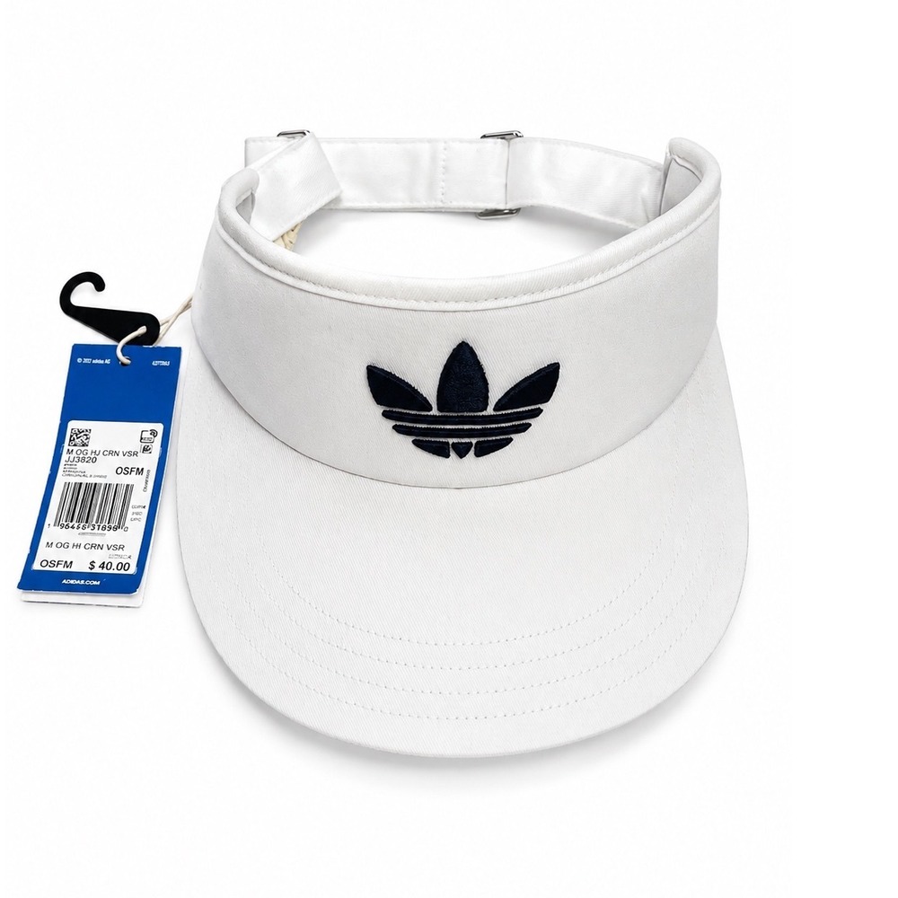 Adidas Originals Golf Visor White Navy Trefoil Logo High Crown JJ3820 OSFM NEW